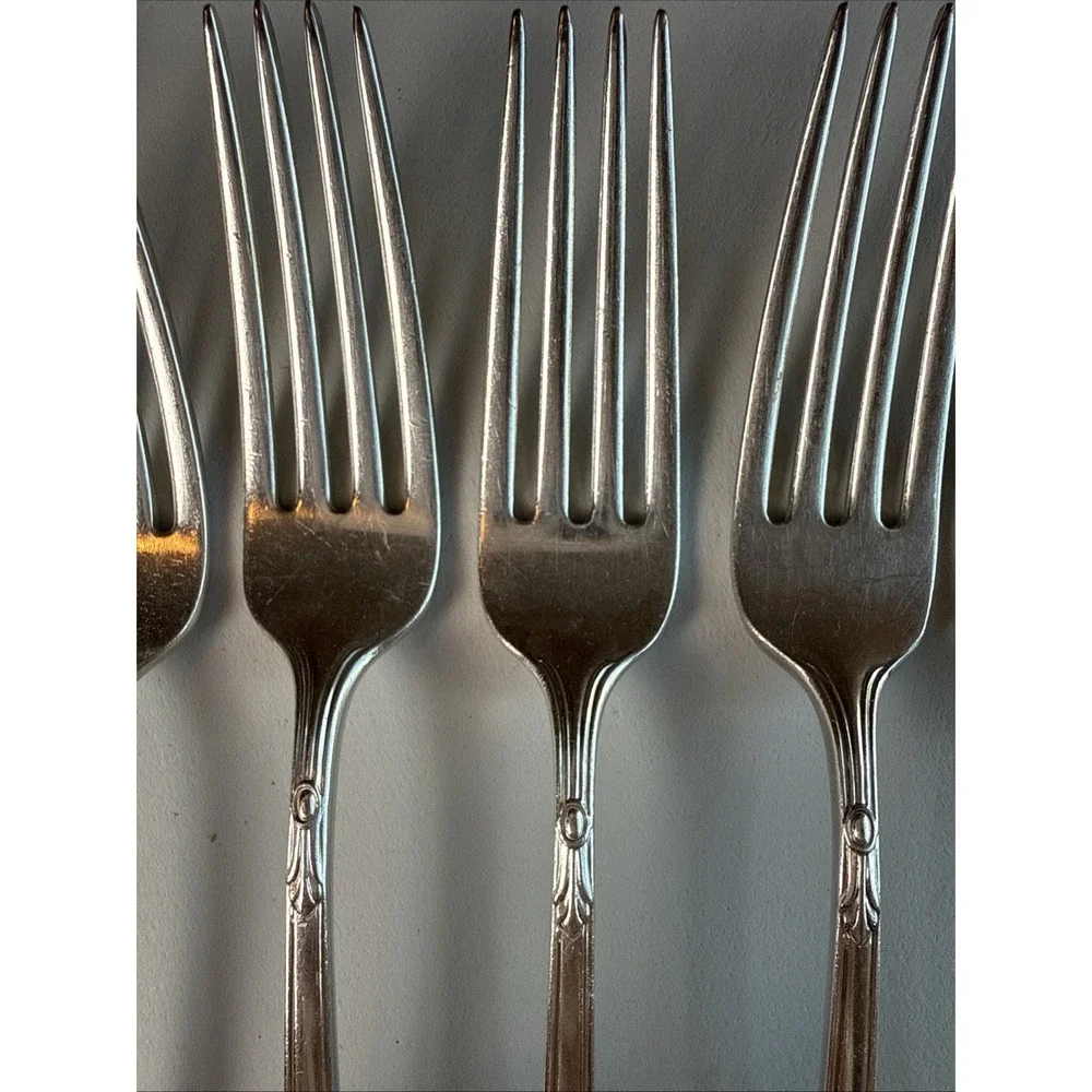 Gorham Flatware Lady Caroline Silver Plate 6 Dinner Forks 1933 Fan Tip Classic